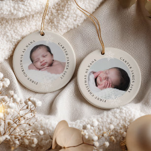 Eerste kerst als oma 2 foto gepersonaliseerd keramisch ornament