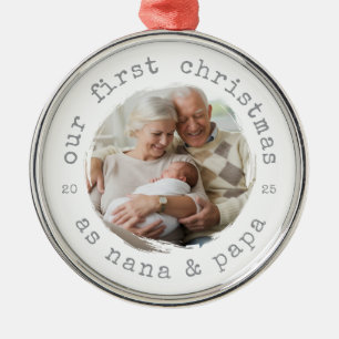Eerste kerst als oma & opa 2025 Grootouders Metalen Ornament