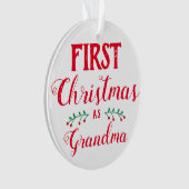 Eerste kerst als oma rood & wit met foto ornament (voorkant)