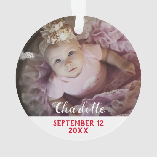 Eerste kerst als oma rood & wit met foto ornament (achterkant)