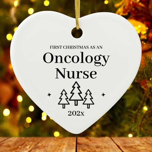 Eerste kerst als oncologie zuster hart keramisch ornament