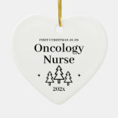 Eerste kerst als oncologie zuster hart keramisch ornament (Voorkant)