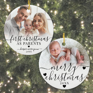 Eerste kerst als ouders baby foto keramisch ornament