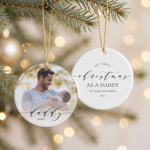 Eerste kerst als papa foto kerst keramisch ornament