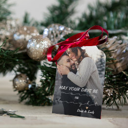 Eerste kerst als stel gepersonaliseerde foto cadeaulabel