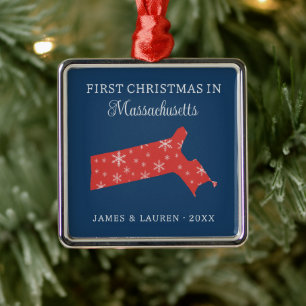 Eerste kerst als stel in Massachusetts, VS-staat Metalen Ornament