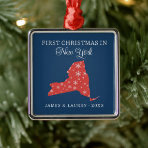Eerste kerst als stel in New York, staat in de VS Metalen Ornament