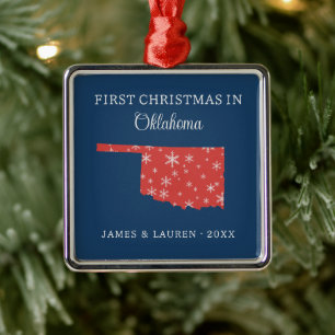 Eerste kerst als stel in Oklahoma, VS-staat Metalen Ornament
