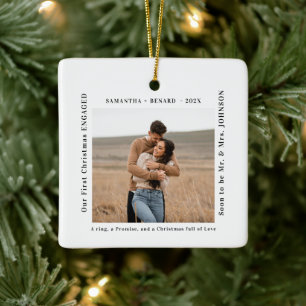 Eerste kerst als verloofd koppel foto keramisch ornament