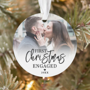 Eerste kerst als verloofd paar 2 foto ornament