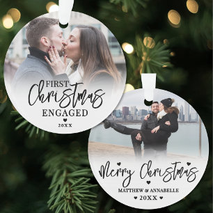 Eerste kerst als verloofd stel 2 foto ornament
