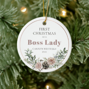 Eerste kerst als vrouwelijke baas Naam Jaar Keramisch Ornament