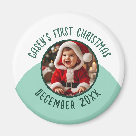 Eerste Kerst Baby Aangepaste Foto Naam toevoegen Magneet (Voorkant)