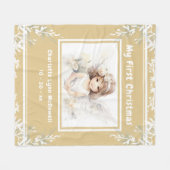 Eerste Kerst Baby Angel Goud & Wit Kerst Fleece Deken (Voorkant (Horizontaal))