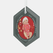 Eerste kerst Baby foto Kerstmis oma Glas Ornament (Voorkant links)