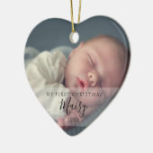 Eerste kerst baby foto monogram keramiek ornament (Links)