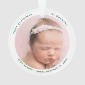 Eerste kerst Baby foto oma Keepsake Ornament (achterkant)