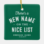 Eerste kerst baby foto schattig groen keramisch ornament (Voorkant)