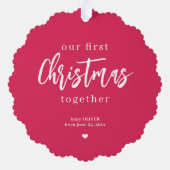 Eerste Kerst baby fotonaam modern Ornament Kaart (Achterkant)