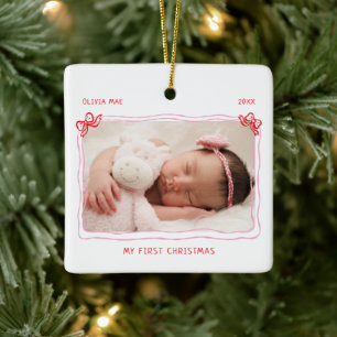 Eerste kerst Baby Hand getrokken boog Lijst Keramisch Ornament