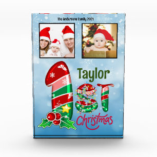 Eerste kerst Baby Twee foto's Aangepast fotoblok