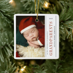 Eerste kerst bevorderde grootouders 2 foto's keramisch ornament