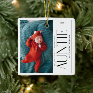 Eerste kerst bevorderde tante Daddy-foto Keramisch Ornament