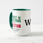 EERSTE KERST CHRISTENEN Aangepaste Monogram Mok (Voorkant links)