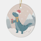 Eerste kerst dinosaurus keramisch ornament (Links)