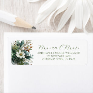 Eerste kerst Elegant Greenery Retouradres Etiket