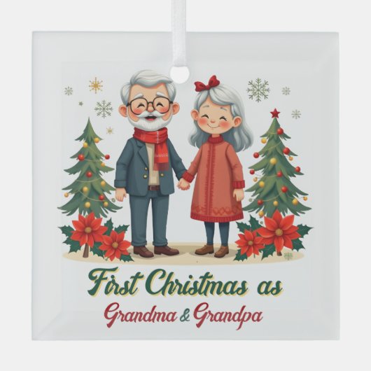 Eerste kerst feestelijke grootouder Keepsake Glas Ornament (Voorkant)