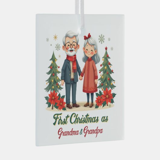 Eerste kerst feestelijke grootouder Keepsake Glas Ornament (Voorkant Rechts)