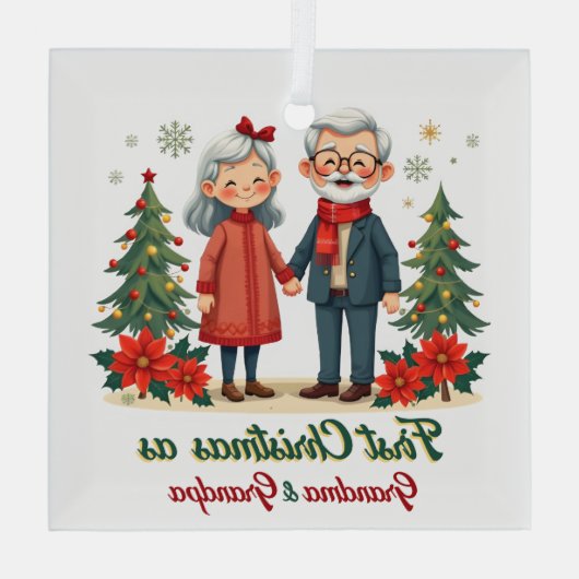 Eerste kerst feestelijke grootouder Keepsake Glas Ornament (Achterkant)