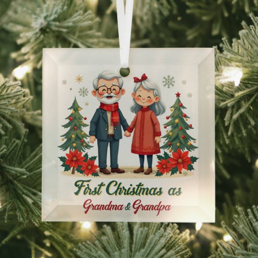 Eerste kerst feestelijke grootouder Keepsake Glas Ornament (Insitu)