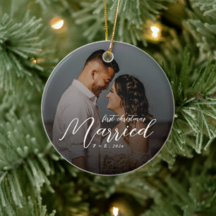 Eerste kerst gehuwd met meneer mevrouw Pas getrouw Keramisch Ornament