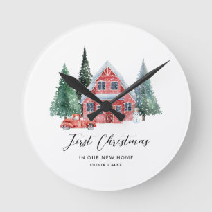 Eerste kerst gepersonaliseerde kerstbal Nieuw huis Ronde Klok