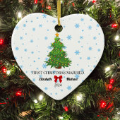 Eerste kerst Getrouwd 2024 Custom Paar Keramisch Ornament
