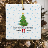 Eerste kerst Getrouwd 2024 Custom Paar Keramisch Ornament