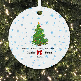 Eerste kerst Getrouwd 2024 Custom Paar Metalen Ornament