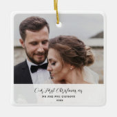 Eerste kerst getrouwd trouwdag foto keramisch ornament (Voorkant)