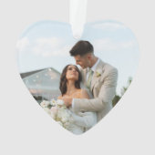 Eerste kerst getrouwde foto en datum keramiek ornament (achterkant)