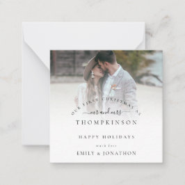 Eerste kerst Getrouwde Foto Namen Vakantie Kaart Notitiekaartje
