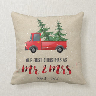 Eerste kerst getrouwde gepersonaliseerde gift kussen