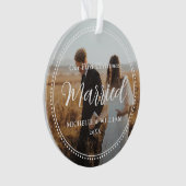 Eerste kerst getrouwde script overlay foto ornament (voorkant)