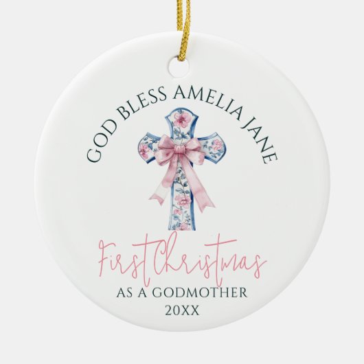 Eerste kerst Godmother Keep sake God Bless Keramisch Ornament (Voorkant)