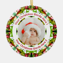 Eerste kerst groene roze foto baby aandenken