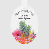 Eerste Kerst Hawaiiaanse Bloemen Custom Oval Ornament (voorkant)