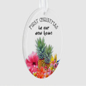 Eerste Kerst Hawaiiaanse Bloemen Custom Oval Ornament (voorkant)