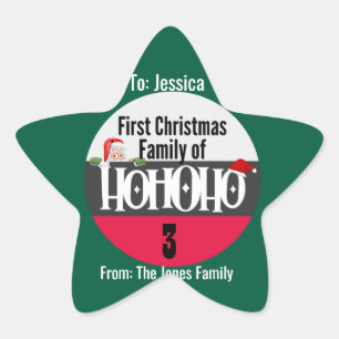 Eerste kerst Ho Ho Ho Ho Familie van Personalize Ster Sticker