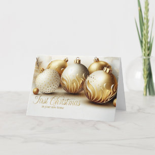 Eerste kerst in een nieuw huis Goud en Wit Feestdagen Kaart